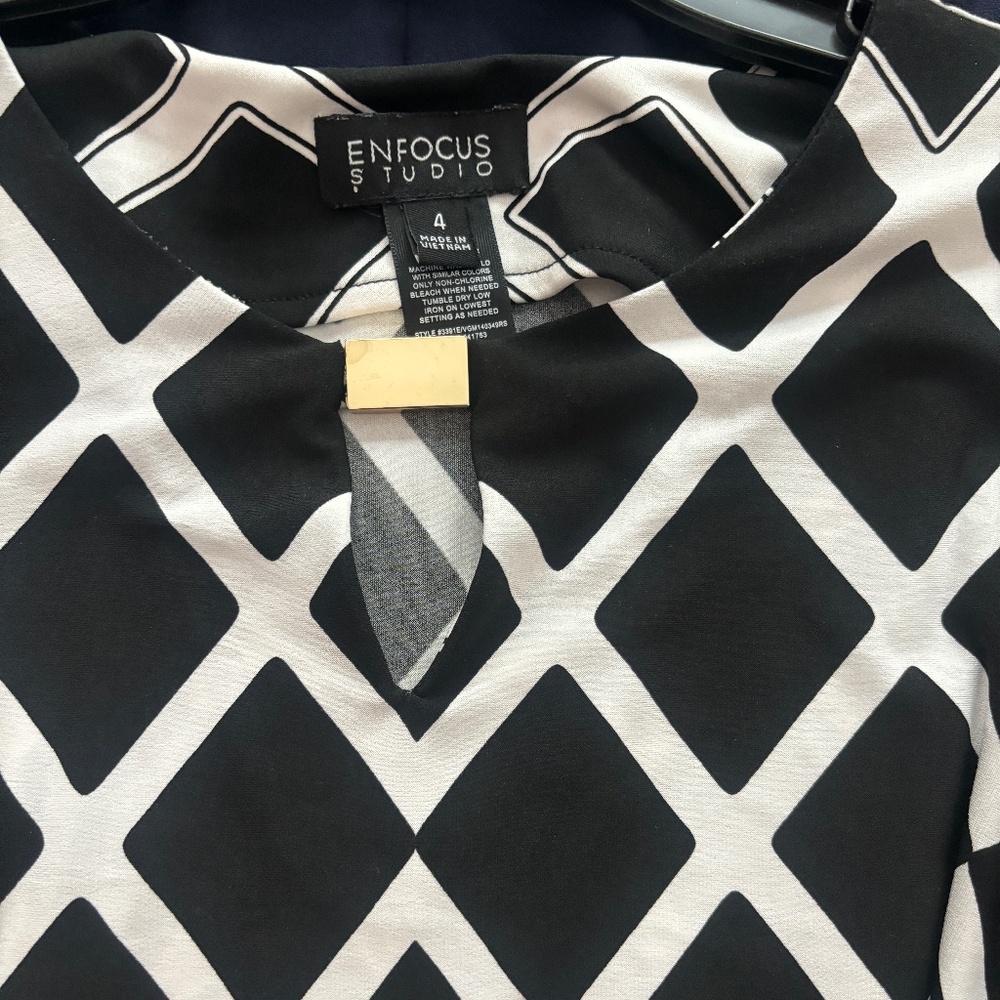 Enfocus Studio Shift Dress - Retro 60s Geometric Print Size S - Picture 8 of 9